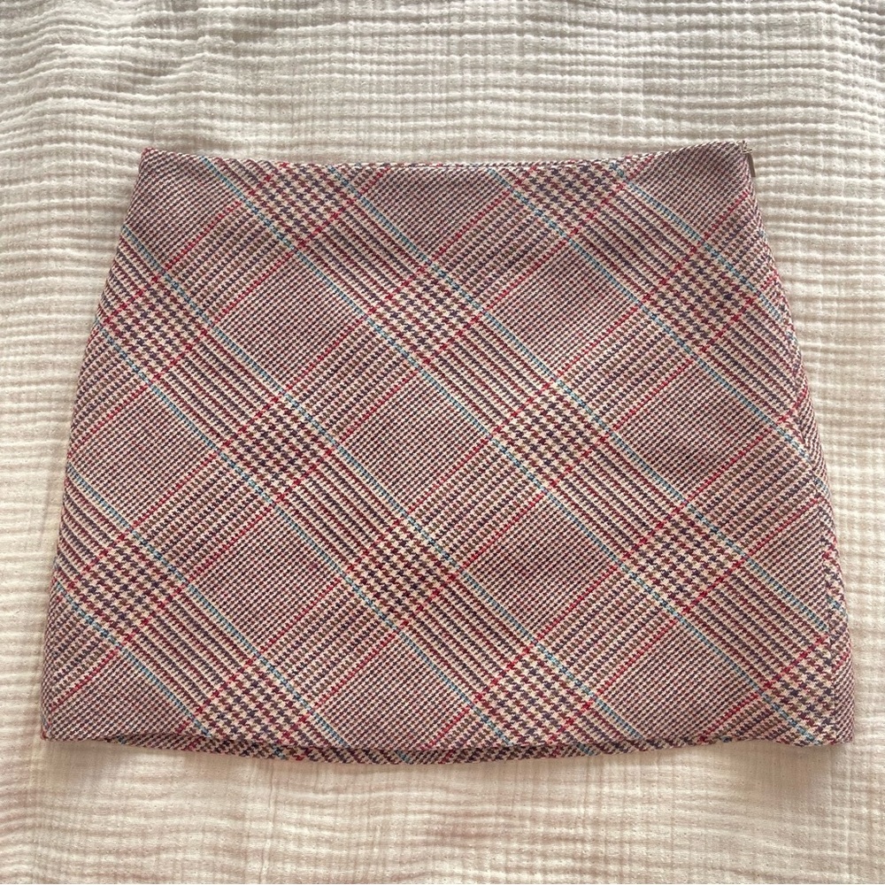 Mango Plaid Mini Skirt
